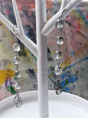 Delicate Crystal Drop Earrings in Smoky Gray